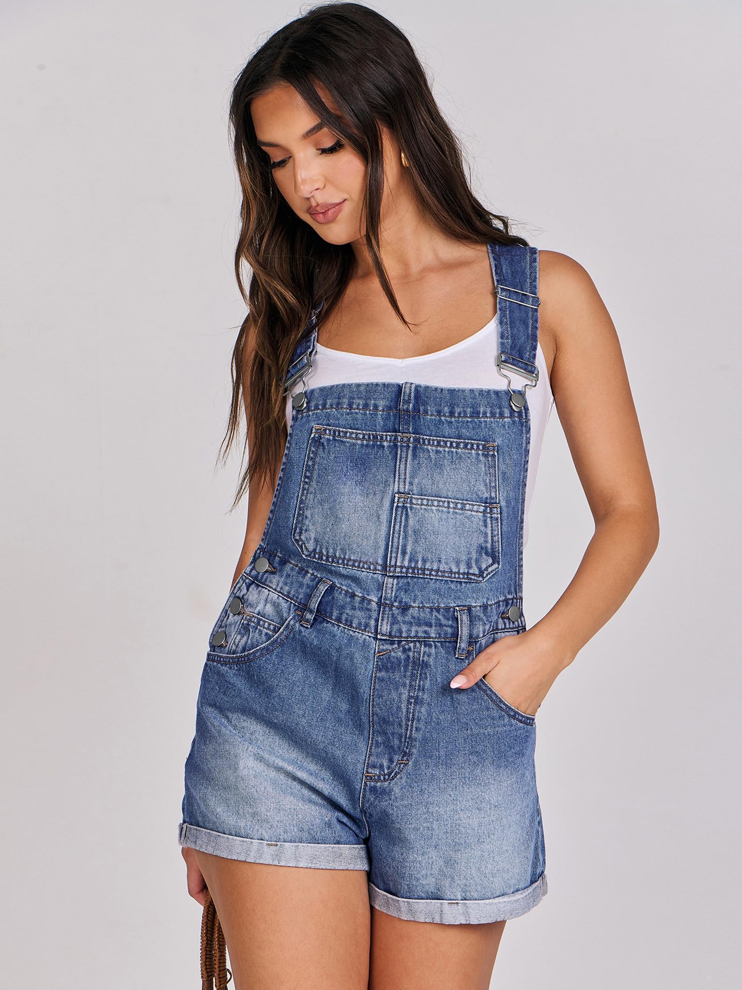 ANRABESS Overalls for Women Denim Shorts Overalls 2025 Summer Casual Loose Fit Adjustable Rompers Jean jumpsuit Bib Shortalls