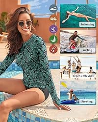 WOWENY Women Rash Guard Long Sleeve Swimsuit Top
