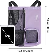 WANDF Swim Bag Mesh Drawstring Backpack Wet Pocket Purple view 5