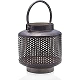 Scott Living Luxe Rustic Metal Lantern, 8 inch, Pewter