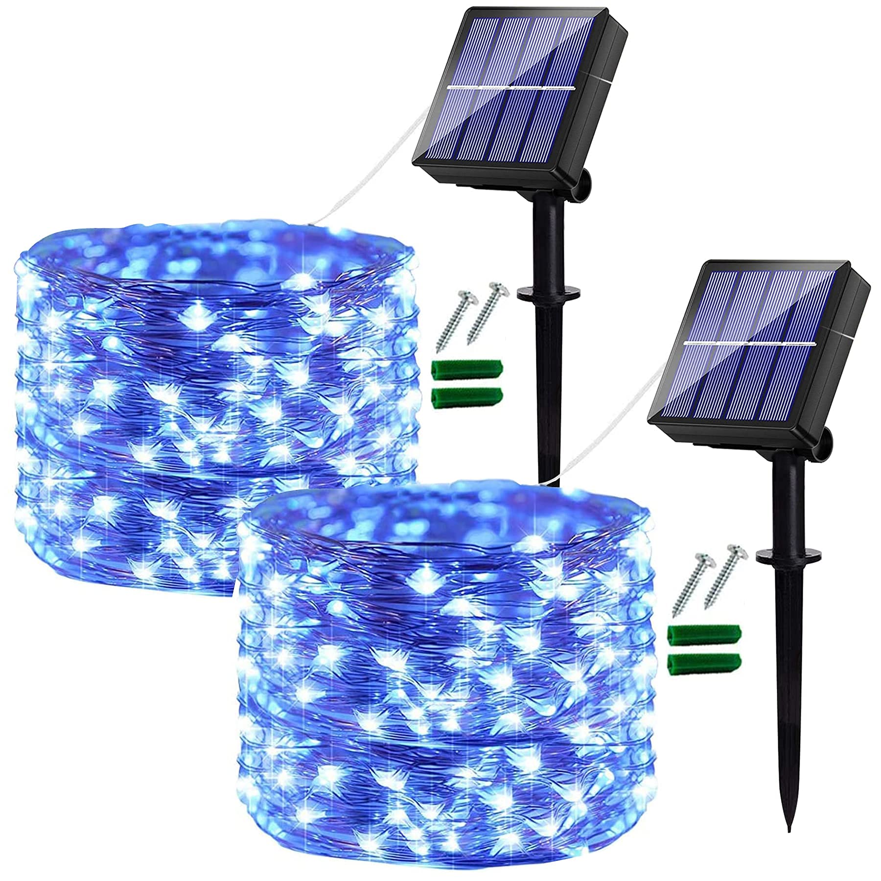 Ligarko Solar Fairy Lights Outdoor, 2 Pack Each 46FT 120 LED Solar Lights Outdoor Waterproof 8 Modes Copper Wire Decorative Solar String Lights for Garden, Patio, Festival, Party (Blue) — image 1