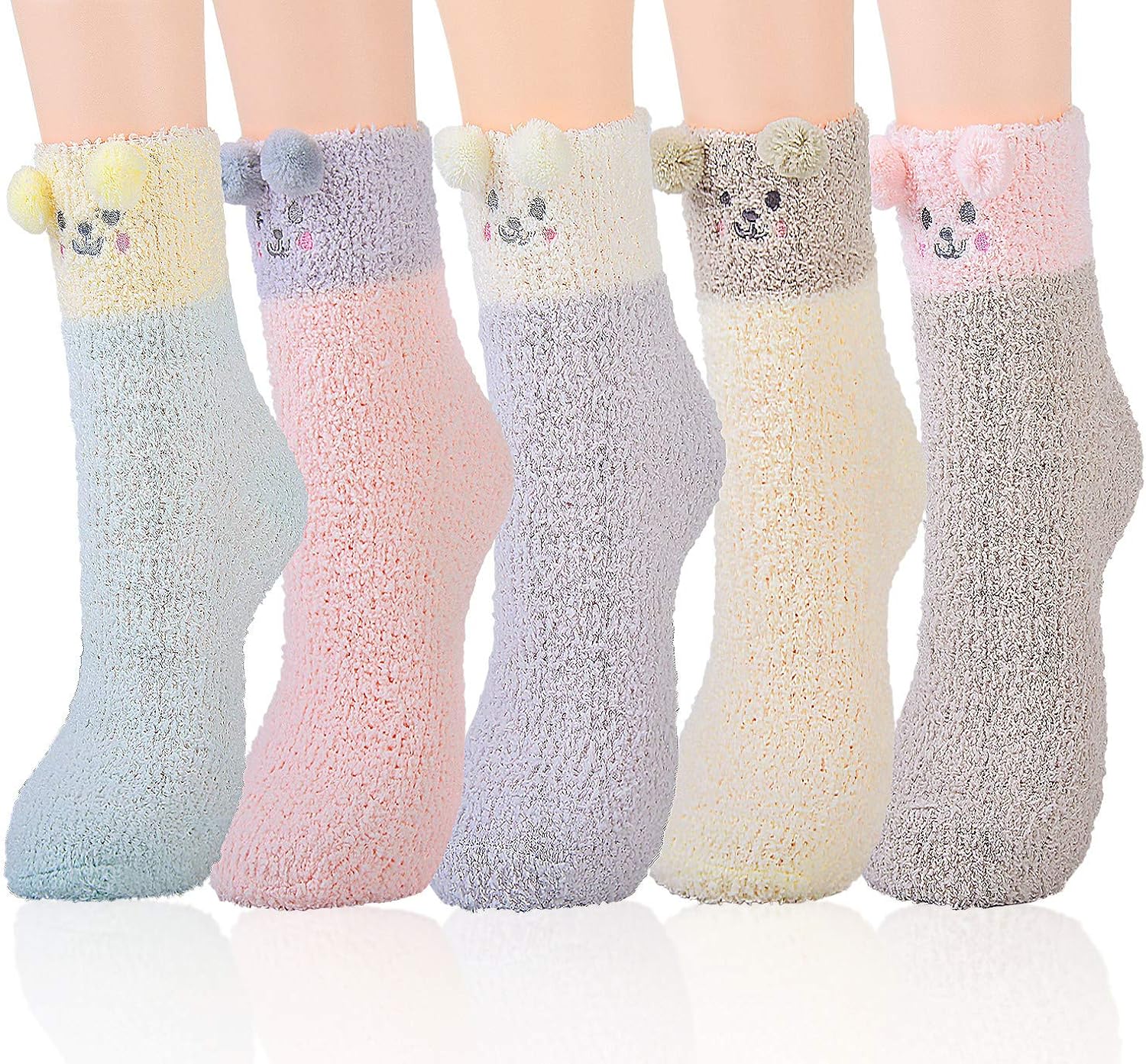 Women Fuzzy Socks,Aniwon 5 Pairs Cute Cartoon Cozy Fuzzy