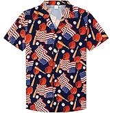 Children's Button Down Hawaiian Shirts Short Sleeve Cool Cartoon Print Dress Tops T-Shirt for Kids 4-15T
