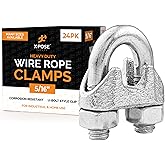 Wire Rope Clamp for Stainless Steel Wire Rope - 5/16" Galvanized U Bolt Style Cable Clips - For Guy Line, Metal Fence, Antenna, Clothesline, Rigging Hardware, Batting Cage - by Xpose Safety Pack of 24