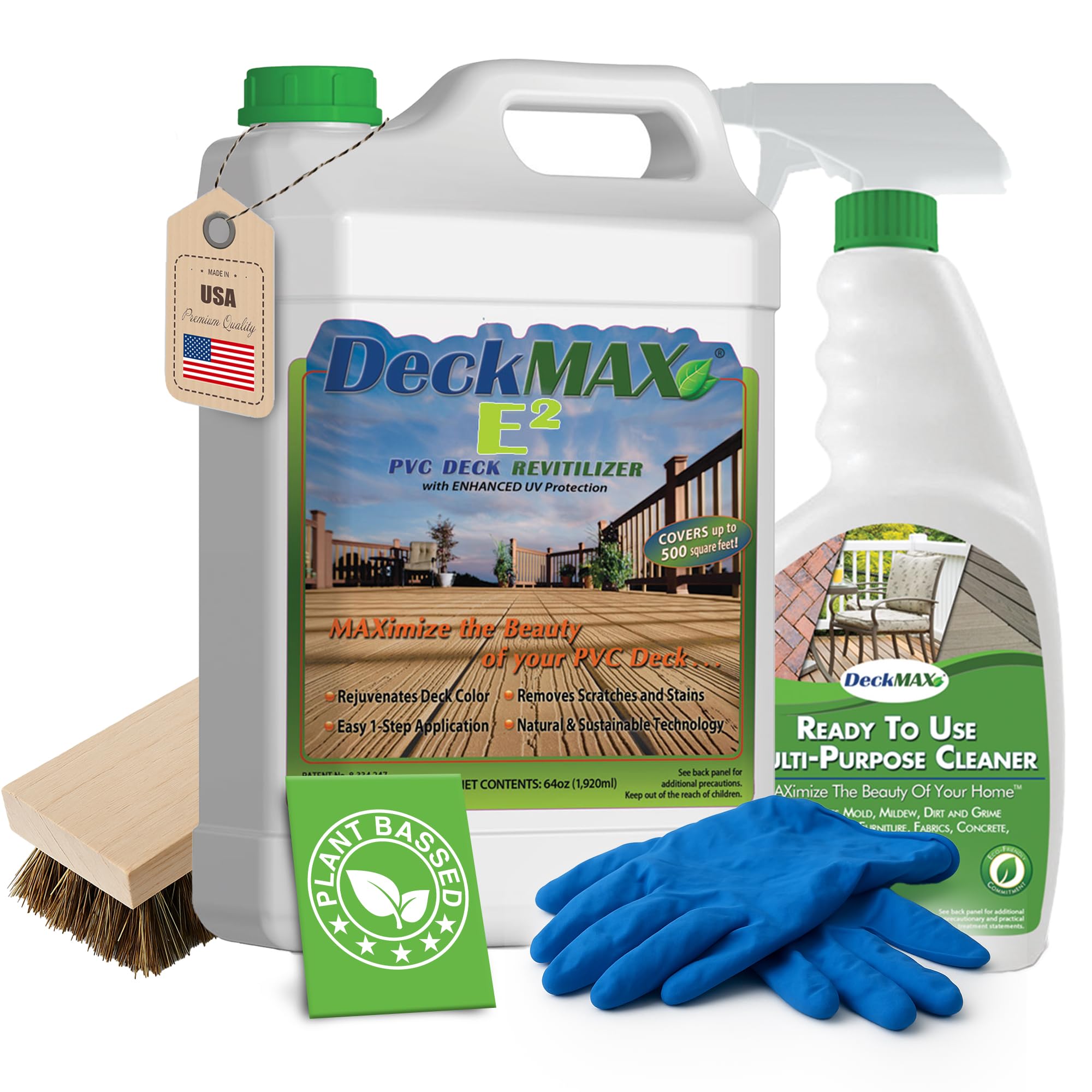 Photo 1 of DeckMAX E2 PVC Deck Revitalizer - PVC Color Restorer. Rejuvenates Your Deck & Removes Stains & Scuffs. The E2 Bundle Contains What You Need to Clean & Restore Original Color to PVCs & Decks