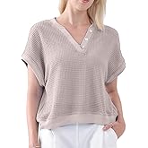 LUMESIA Women's Lightweight Summer V-Neck Tops Casual Short Sleeve Blouses Shirts