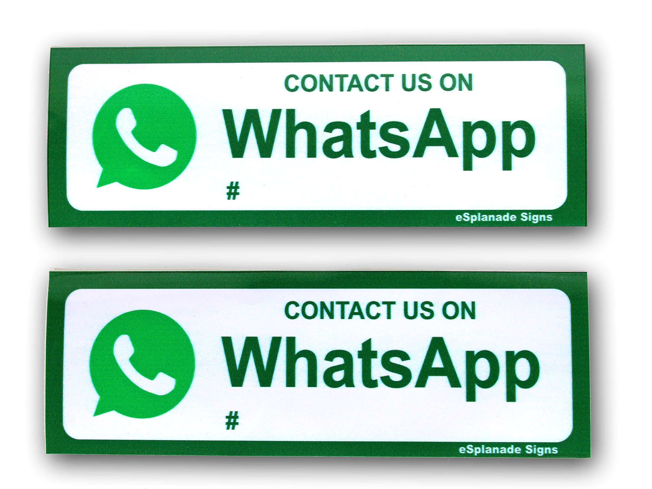 eSplanade CONTACT US ON WhatsApp Sign Sticker Decal - Easy to Mount Weather Resistant Long Lasting Ink Size (9" x 3")