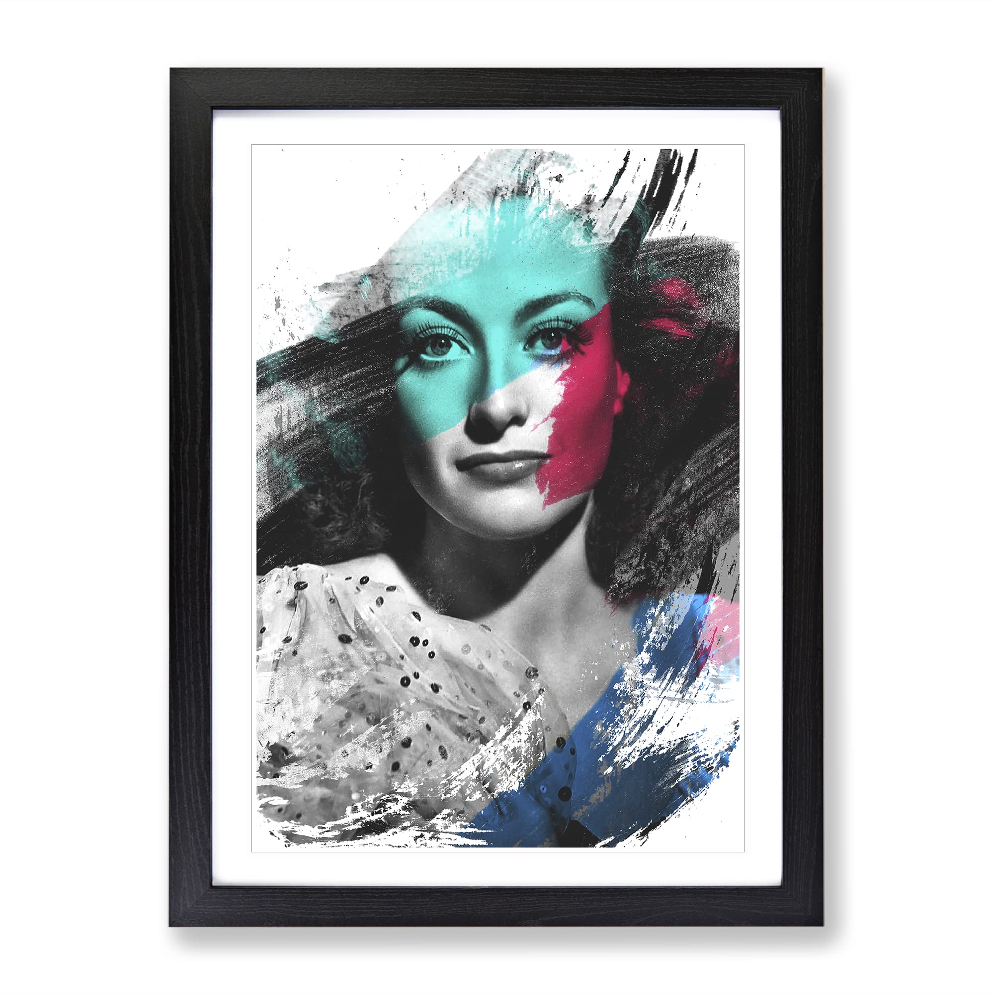 Joan Crawford V2 Modern Framed Wall Art Print, Ready to Hang Picture for Living Room Bedroom Home Office Décor, Black A3 (34 x 46 cm)