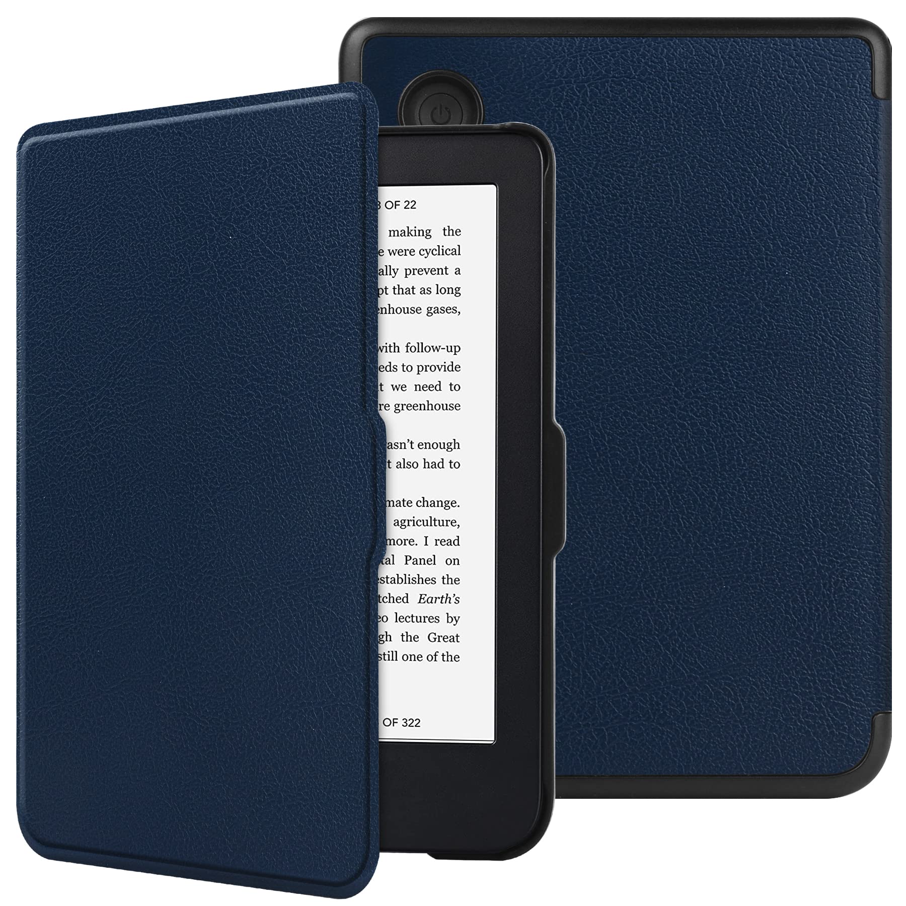 HGWALP Slimshell Case for 6" Kobo Clara Colour/Clara 2E(2022) eReaders, Premium Lightweight PU Leather Cover with Auto Sleep/Wake - Navy