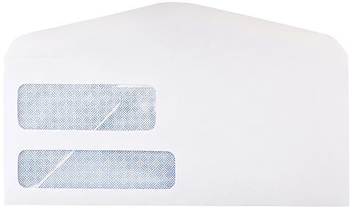 Amazon Basics #9 Double Window Security Gummed Business Envelopes for Invoices,500 Count, White