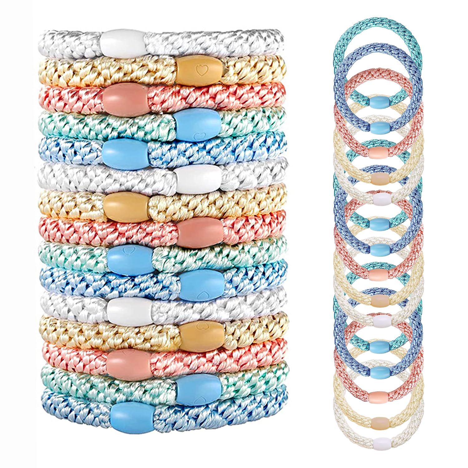 15Pcs Elastic Hair Bands Mixed Color Hair Ties for Women Girls Ponytail Holders for Thick Hair Elastics Ties No Damage(Light Blue)