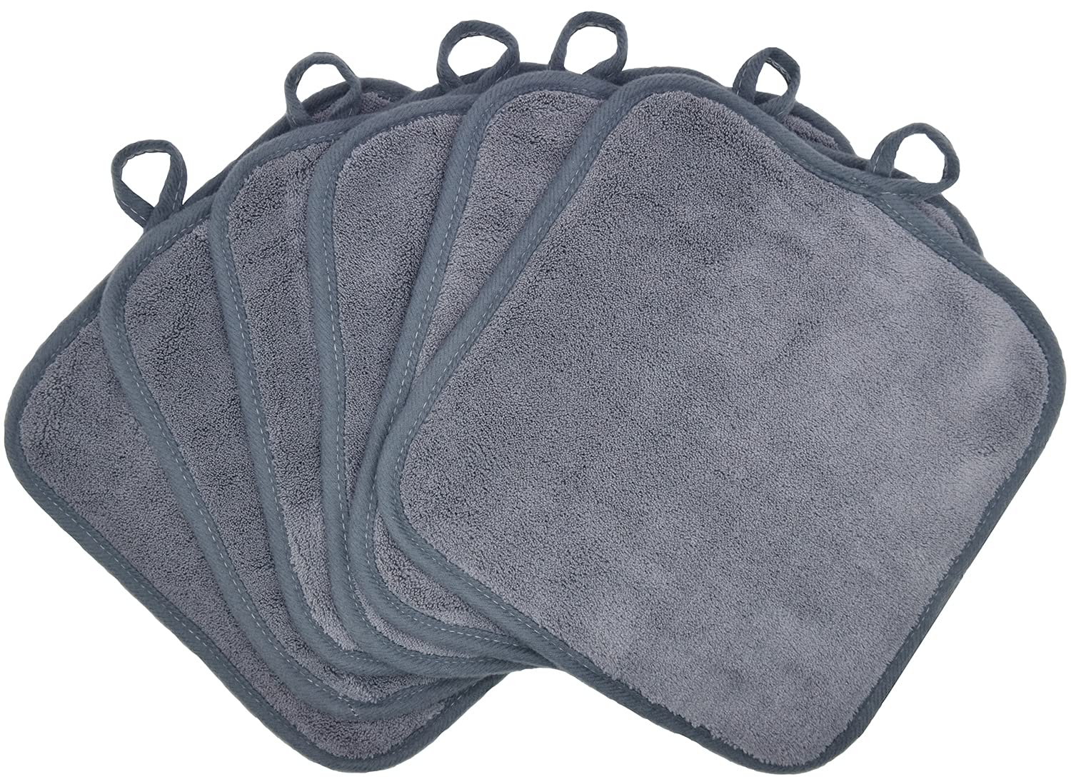 BloomSesame Makeup Remover Cloths for Face, Eye, Lips - Reusable Makeup Remover Pads Soft Microfiber Facial Cleansing Cloths 8 x 8 inch 6 Pack (Gray) — image 1