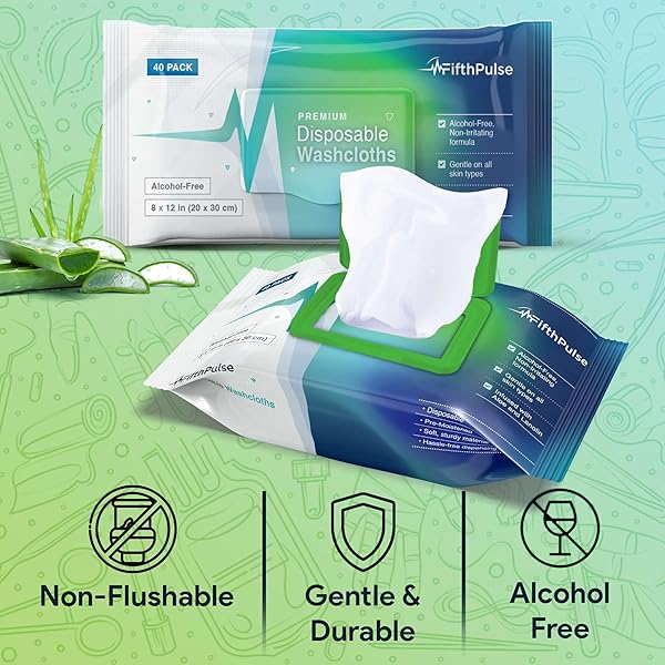 DISPOSABLE BODY WIPES FOR ADULTS 40 COUNT -PREMOISTENED WASHCLOTHS FOR ELDERLY BATHING INFUSED WITH ALOE AND LANOLIN -ALCOHOL-FREE ADULT WET WIPES, EXTRA LARGE 8” X 12” WASH CLOTH