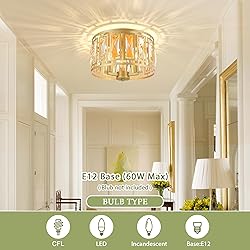 Crystal Flush Mount Ceiling Light, Gold Ceiling