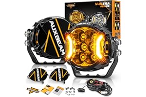 Auxbeam V-Ultra Series 3 Inch 108W LED Round Pods, 3 Modes Offroad Driving Side Shooter Light with Amber DRL, 270° Ultra-Wide Amber Cube Universal Spotlights with Covers & DT Plug Wiring Harness