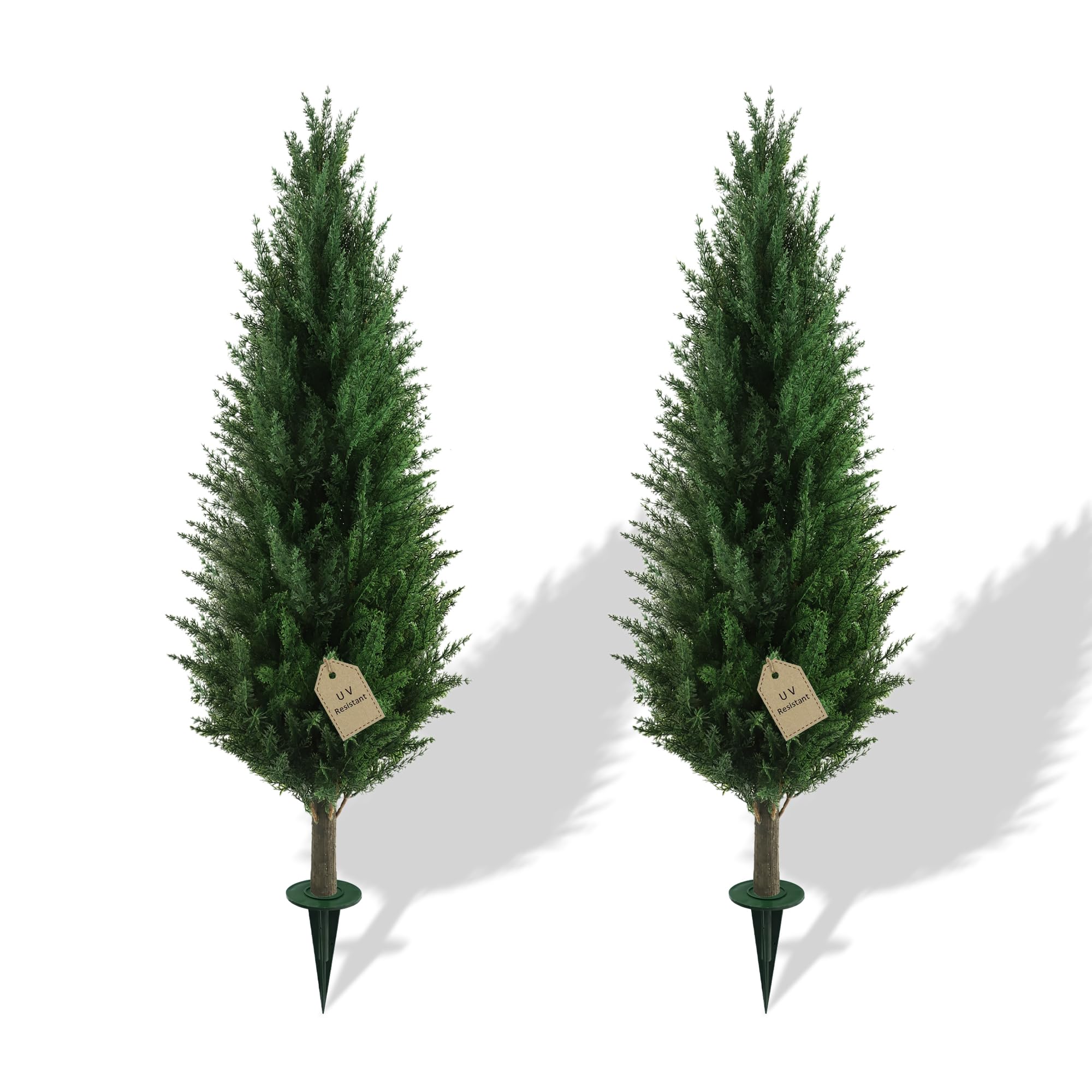 Photo 1 of *MINOR DAMAGE - USED*
3.3FT Artificial Cedar Topiary Trees Set of 2 with Spike, UV Resistant Fake Plants Bushes Shrubs, Faux Arborvitae Cypress Privacy Tree for Outdoor Indoor Planter, Front Yard Porch Decor Christmas