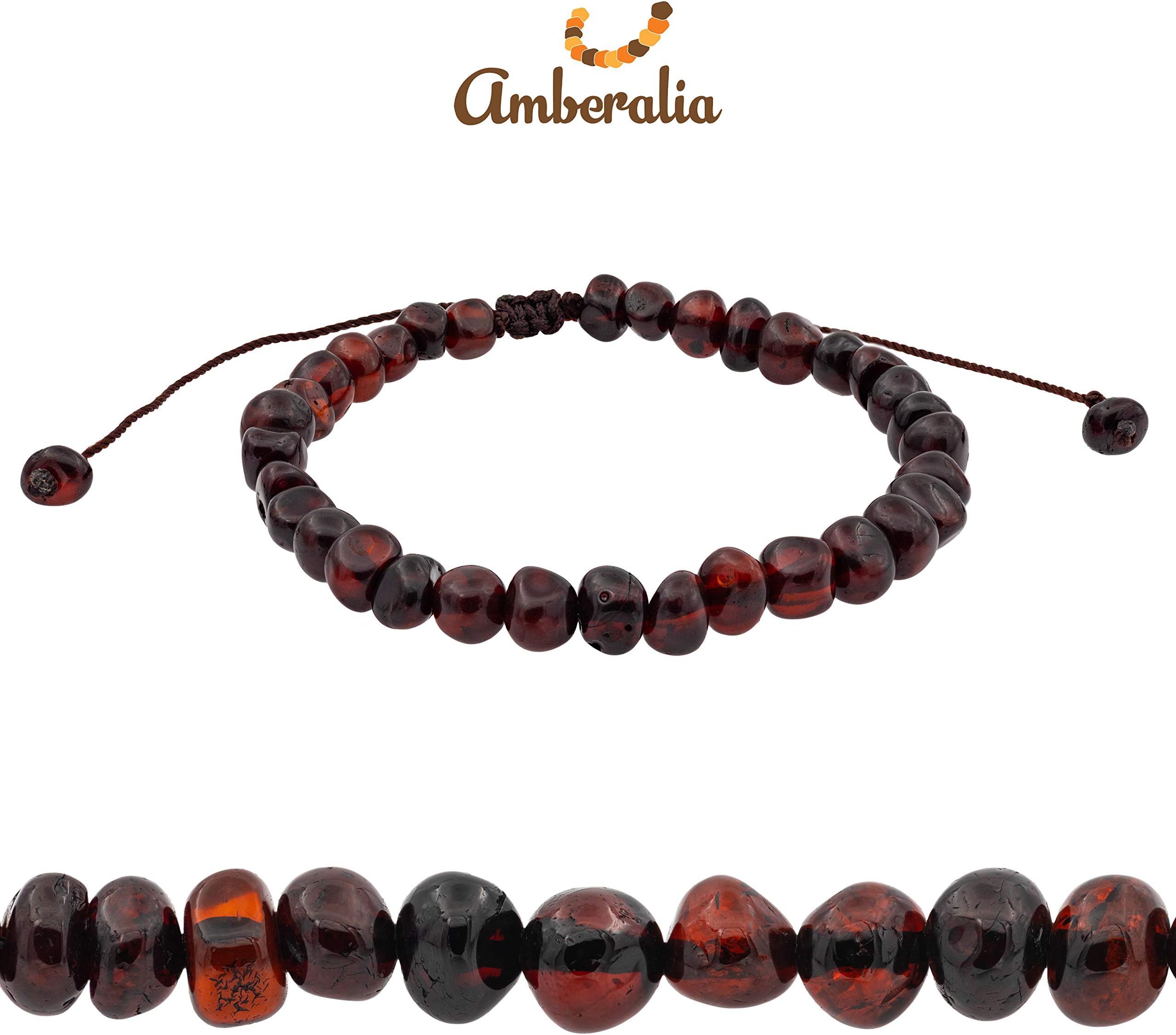 Amberalia Adjustable Baltic Amber Bracelet (6.3"+3.5"), Helps in Pain Relief - Boost Immune System - ONE Size FITS Most -