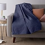 Amazon Basics Quilted Minky Cover for Weighted Blanket, 60 x 80 Inches, Full/Queen, Navy