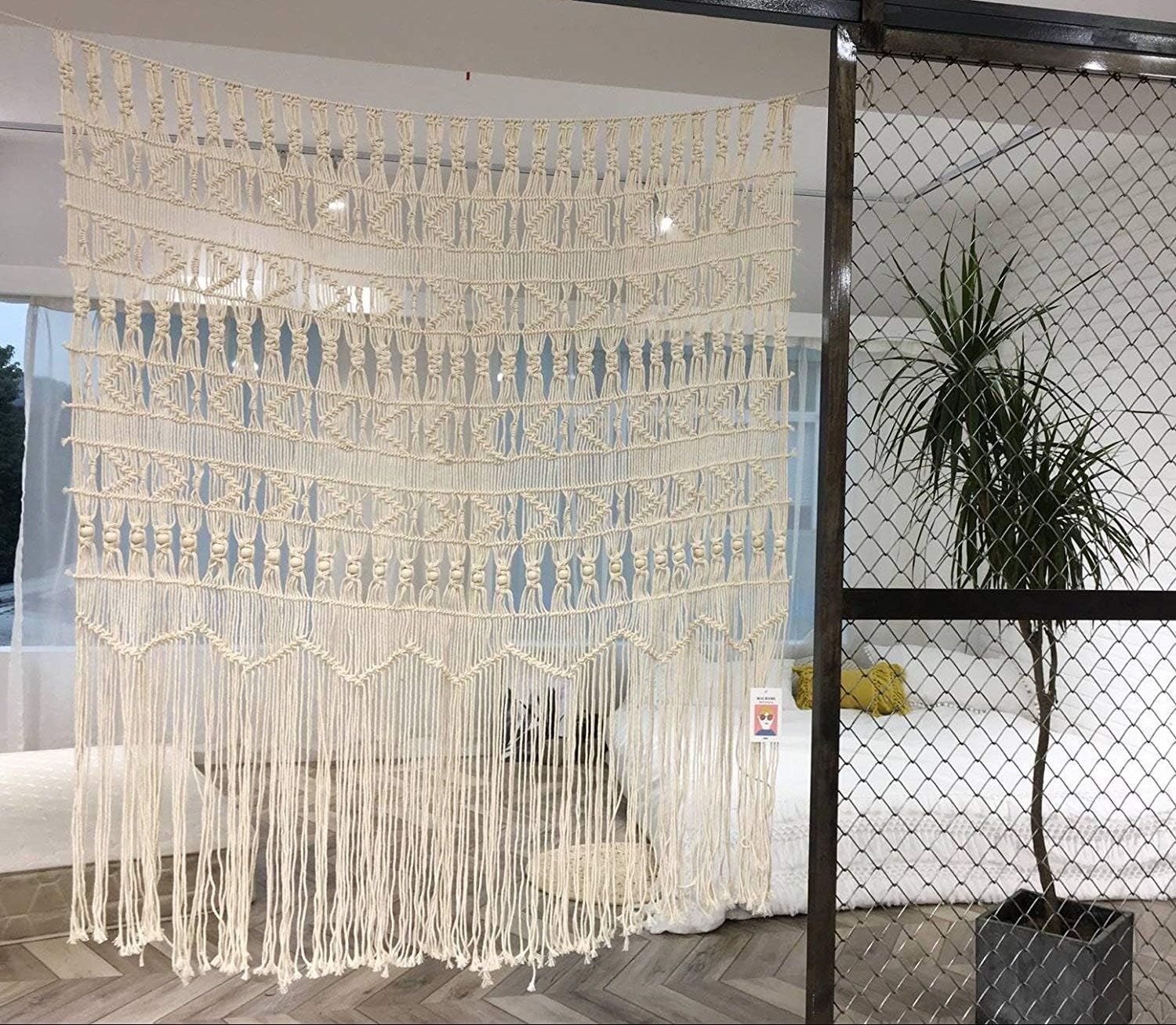 Large Macrame Curtain Valance - Bohemian Boho Handwoven Wedding Backdrop Alter - Macrame Arch Window Door Curtains Valance