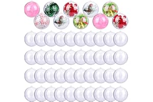 ANVAVO 50 Pieces 60mm Christmas Clear Plastic Fillable Ball Ornaments DIY Craft Transparent Baubles Shatterproof Christmas Tree Hanging Ornaments for Christmas New Years Birthday Wedding Home Decor