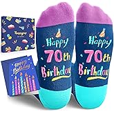 HAPPYPOP 45TH 50TH 60TH 70TH Birthday Gifts - Women Man 35 45 55 65 Year Old Socks, Bday Gifts with Cards