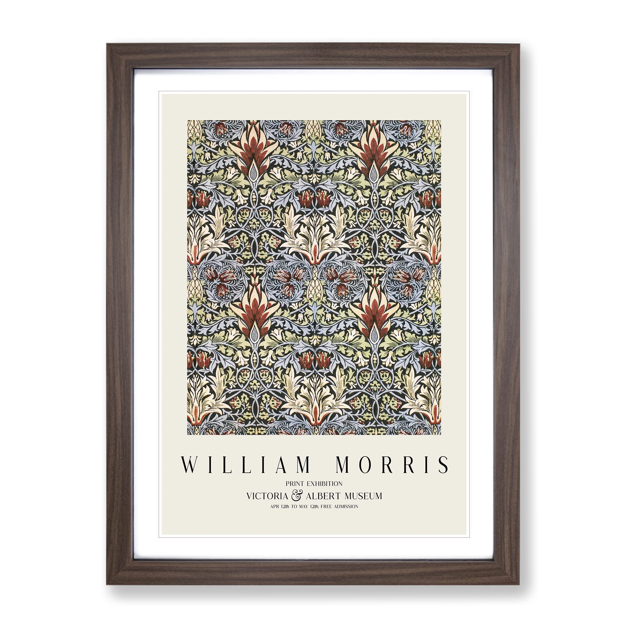 Snakeshead Vol.2 By William Morris Exhibition Museum Painting Framed Wall Art Print, Ready to Hang Picture for Living Room Bedroom Home Office Décor, Walnut A3 (34 x 46 cm)