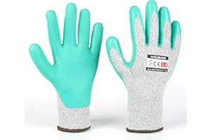 HAUSHOF Gardening Gloves Thorn Proof 3-Pairs Work Gloves, Breathable Garden Gloves Latex Coated with Texture for Women and Men Yard Work, Large Size