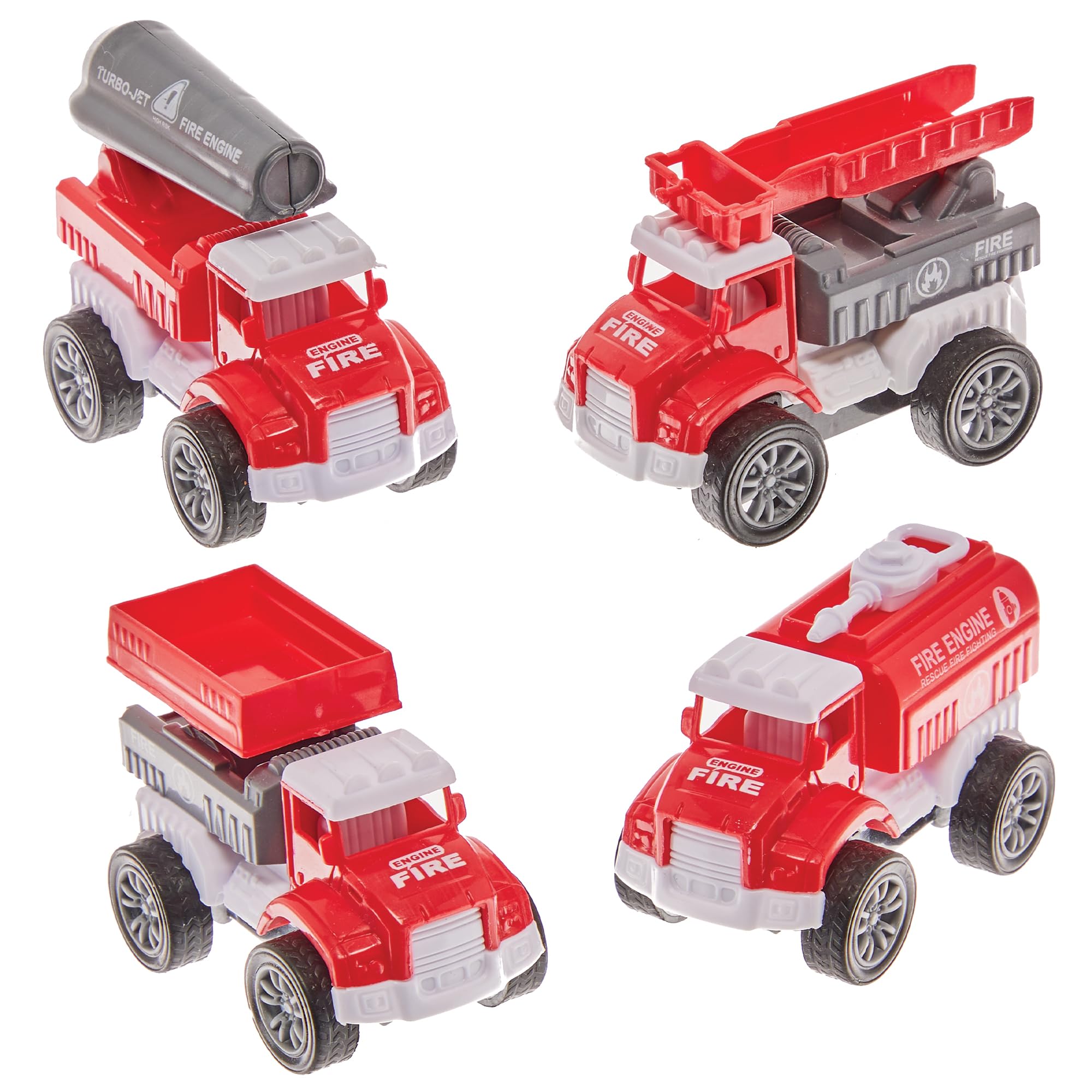 Baker Ross FN120 Fire Engine Pull Back Racers - Pack of 6, Racing Toys for Kids, Toys for Kids Party Bags