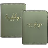 Mr&Mrs Gifts Matching Passport Covers for Mr and Mrs, Husband and Wife Gifts Passport Holders, Engagement Gifts for Couples, Honeymoon Travel Essentials Gift for Newlyweds(HW Sage Green)