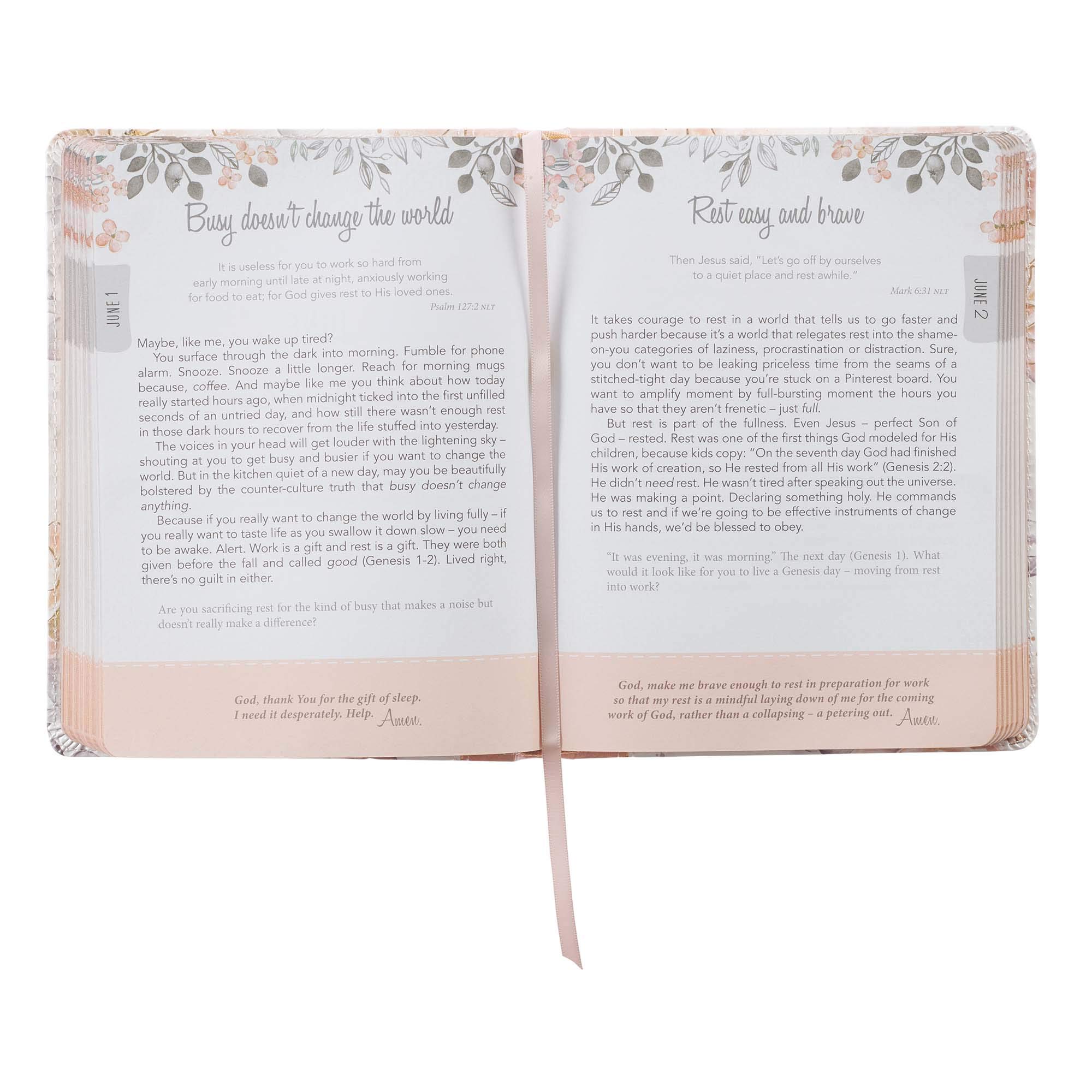 Walking in Grace - 366 Inspirational Devotions for an Abundant Life in Christ - Floral Faux Leather Flexcover Devotional Gift Book for Women