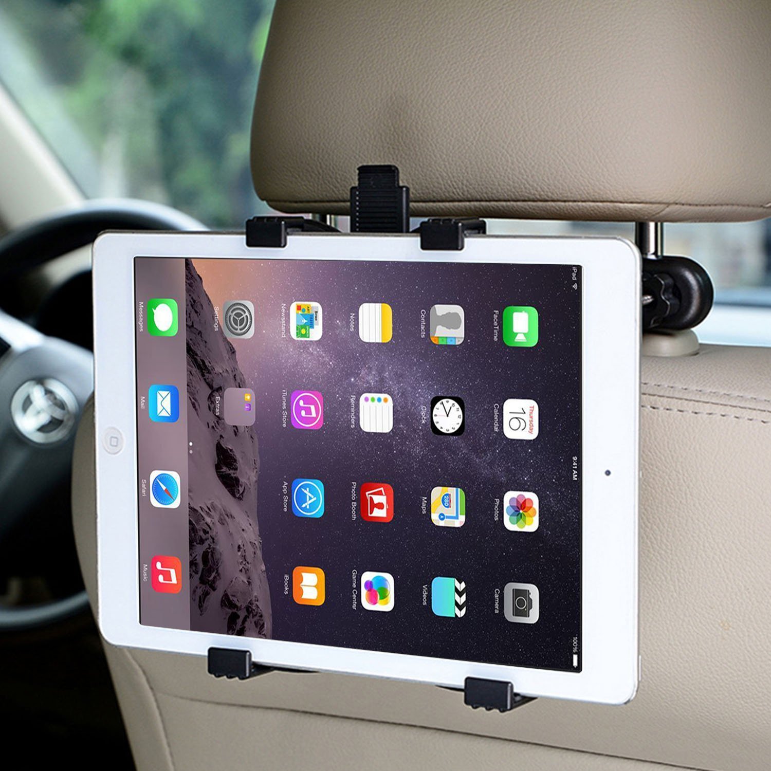 Soporte para tablet para reposacabezas de coche - Compatible con Apple iPad Air / Mini, Samsung Galaxy Tab, Kindle Fire, reproductor de DVD portátil,y otras tabletas de 7\'\'-12\