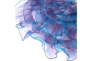 SmallCat 5 Yard Organza Ruffled Fabric, Retro Ruffle Tulle Lace Border, Pleated Chiffon Trim Ribbon for Sewing Clothes Dress Bag Cake Decoration- Gradient Purple Blue