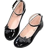 LseLom Girls Dress Shoes Butterfly Mary Janes for Girls Hook and Loop Party Wedding Flats Shoes
