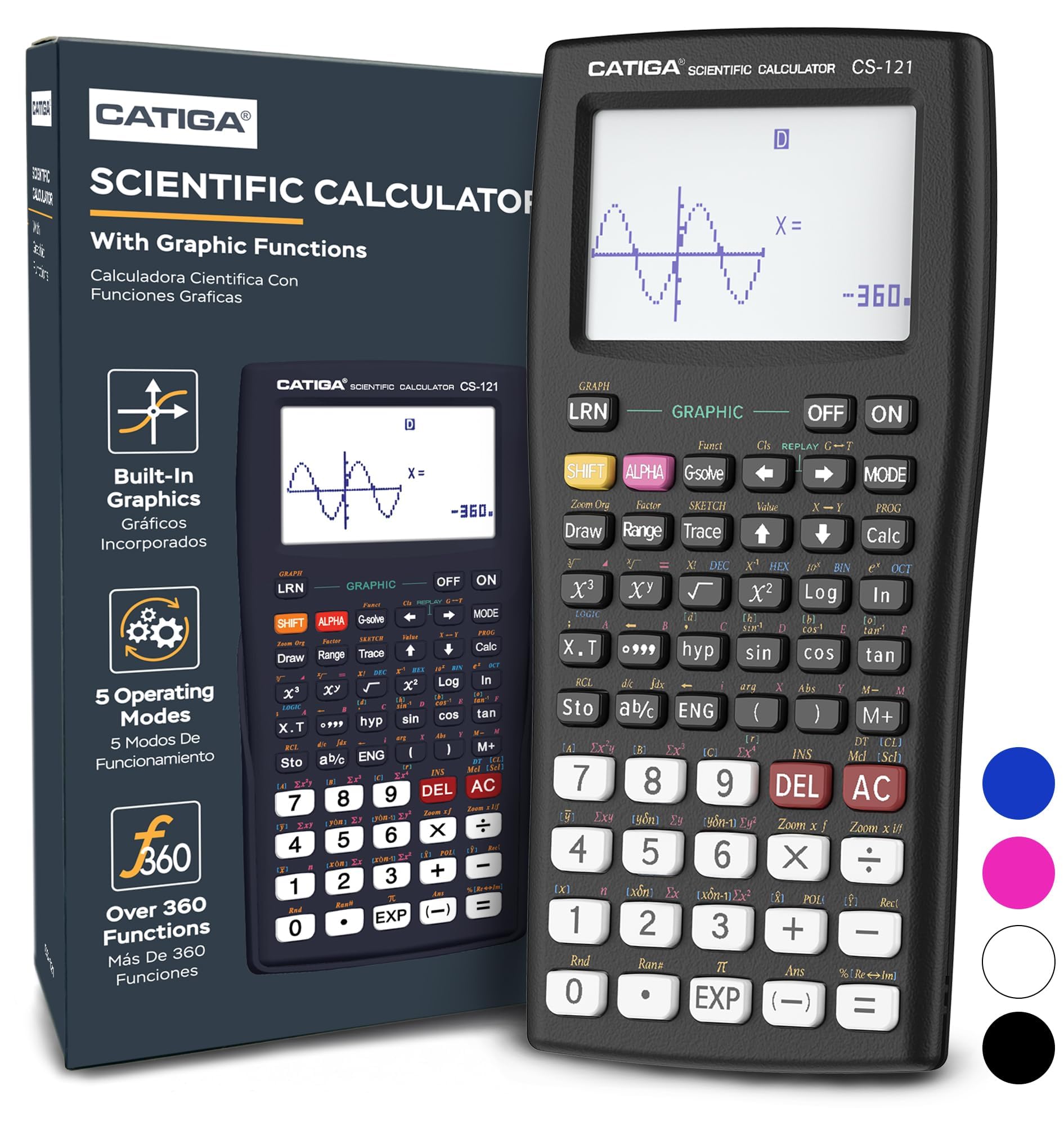 Photo 1 of CATIGA Scientific Calculator with Graphic Functions, Multiple Modes with Intuitive Interface, Perfect for Beginner and Advanced Courses, High School or College, CS-121