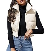 Dqbeng Womens Cropped Puffer Vest Zip Up Sleeveless Jacket Lightweight Stand Collar Quilted Winter Outerwear