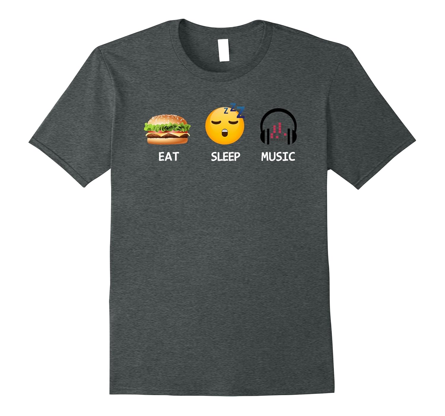 Eat Sleep Music Repeat Emoji Emoticons Graphic Tee T-Shirt-ANZ