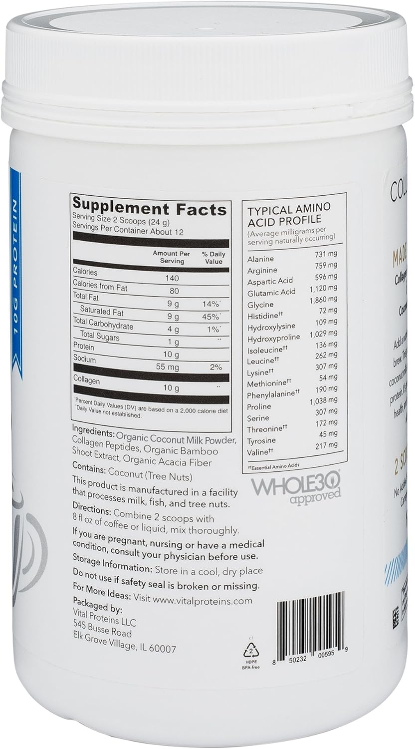 Vital Proteins Dairy Free Paleo And Keto Friendly Collagen Creamer Coconut 288 Gram Amazon Ca Health Personal Care