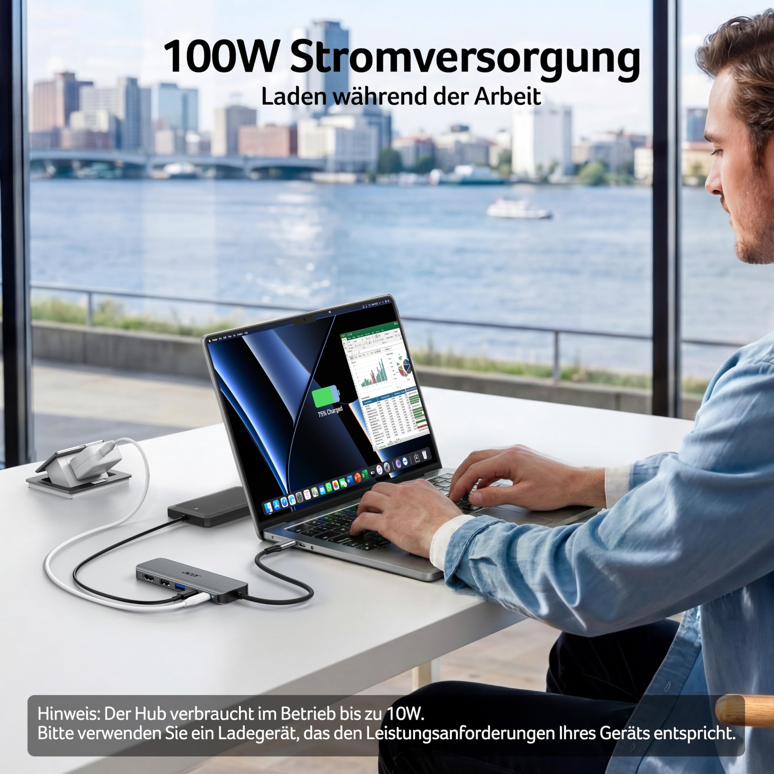 acer USB C Hub 5-in-1, 4K@60Hz USB C auf HDMI Adapter, USB-A+USB-C 5 Gbps Datenport, PD 100W, Multiport USB C Splitter Kompatibel mit Windows, iOS, macOS, Ideal für iPad Pro/Air, MacBook und Surface 5