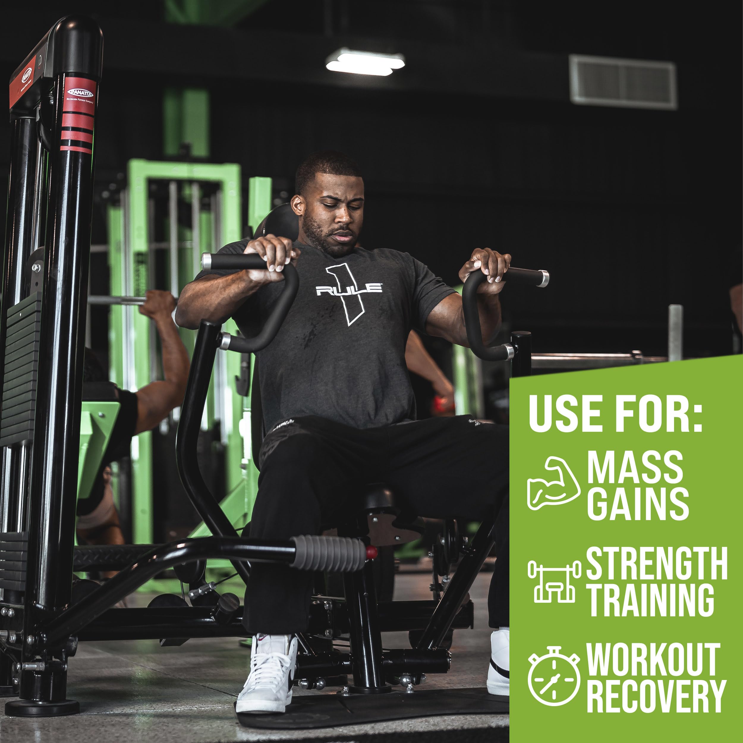 Rule 1 Mass Gainer - High-Calorie Weight Gain Formula with 1,220+ Calories, 250g+ Complex Carb Blend, 40g All-Whey Protein Per Serving (8 Servings, Chocolate Fudge)