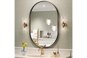 Brightify Black Oval Mirror for Bathroom Vanity 20x30 Inch, Matte Black Bathroom Mirrors for Wall Metal Frame, Wall Mounted Mirror for Bedroom Living Room Wall Decorative Hang Vertical and Horizontal