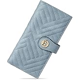 BOSTANTEN Slim Wallet Women Leather RFID Blocking Credit Card Holder Bifold Thin Wallet with Zipper Pocket Light Blue