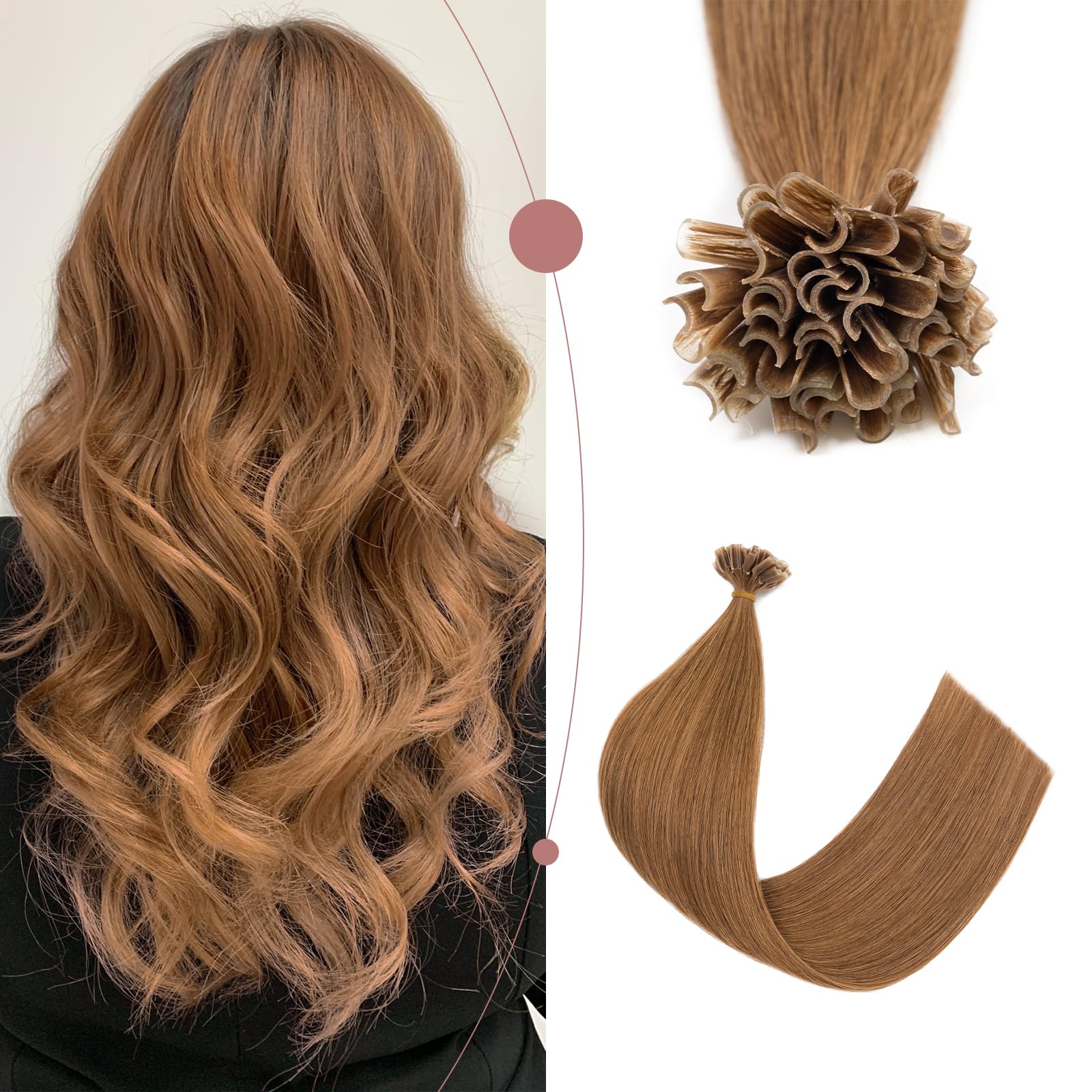 SEGOHAIR U Tip Hair Extensions Pre Bonded Hair Pieces Remy Human Hair Extensions 50 Strands 1g/Strands U-Tip Keratine Nail Fusion 22 inch Chestnut Brown — image 1
