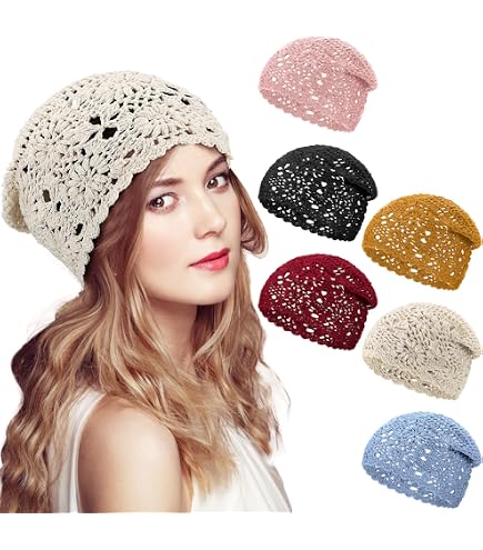 Amazon.com: Women Cotton Crochet Hat Handmade Knit Floral  display picture 2