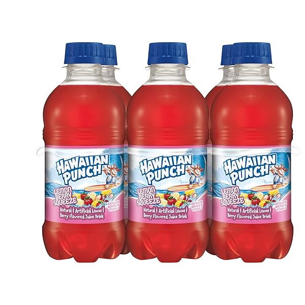 HAWAIIAN PUNCH LEMON BERRY SQUEEZE FRUIT JUICE DRINK, 10 FL OZ BOTTLES, 24 COUNT (4 PACKS OF 6), READY-TO-DRINK, ON-THE-GO, CAFFEINE-FREE, CARBONATION-FREE, GLUTEN-FREE, EXCELLENT SOURCE OF VITAMIN C