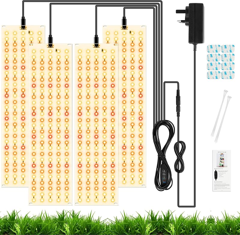 OFFCUP Grow Lights 4 Panels 540 LEDs Full Spectrum 5000K with Timer 3/9/12H