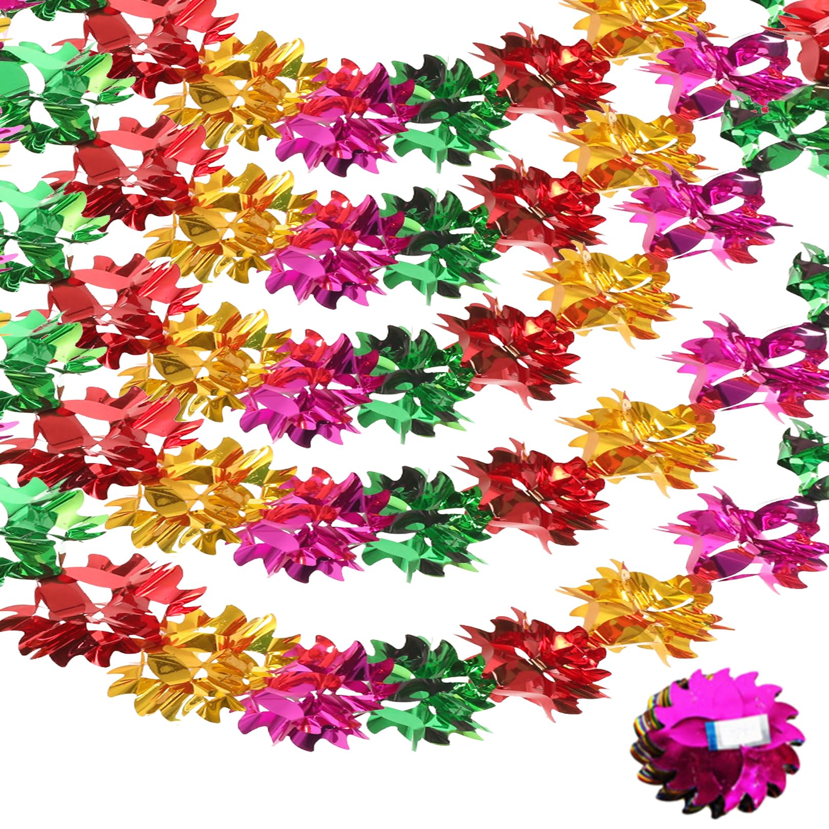 5PCS 6 Feet Foil Christmas Decorations,Christmas Ceiling Decorations Indoor for Xmas Party,Garland Swirls Hanging Ceiling Set,Supplies for Festive Fun Iridescent Kit,Vintage Paper Ornaments Banner