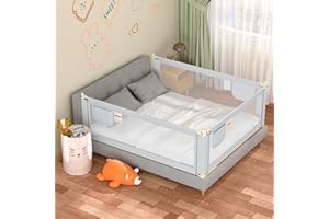 JUMUR Bed Rail for Toddlers and Kids - Ultimate Safety with Enhanced Baby Bed Rail: Thickened Pipe Bed Side Rails for Children on Queen, King, Twin Beds - Bed Fence for Baby (1 Piece, 54 inchs, Gray)