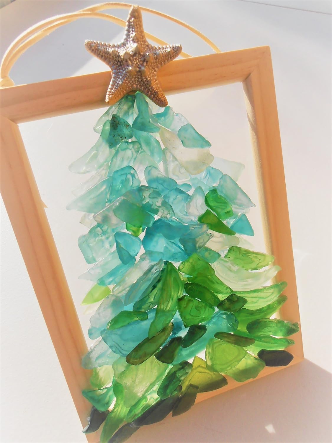 Amazon Co Jp 天然素材 ハンドメイド クリスマスツリー シーグラス フォトフレーム 3d アートフレーム クリスマスギフト ステンドグラス カリフォルニアハウス ディスプレイ おもちゃ