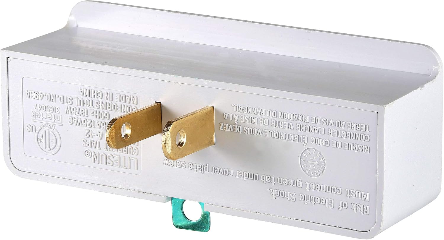 Maximm (3-Pack) 3 Outlet Grounding Adapter With Grounding Plug White, Turn 2-Prong Outlet To 3-Wire Grounding Outlets, ETL Listed - - 