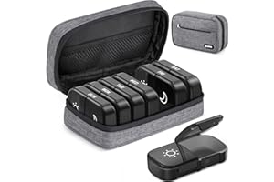 AUVON Canvas Bag XL Weekly Pill Organizer 2 Times a Day, Travel Pill Box 7 Day with One-Side Large Opening, AM PM Pill Case with Portable Cloth Bag for Supplements, Vitamins, Fish Oils